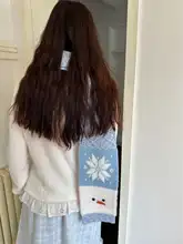 アイスランド風雪だるまデザインのニットスカーフ【秋冬用・保温・可愛い】