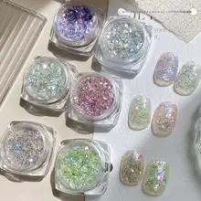 極上の柔らかさ！ネイルデコレーション用オーロラオパールラメ【薄型・輝くデザイン】