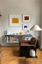 抽象アート装飾画【色ブロック・赤・クレイニブルー・オレンジ・シンプルデザイン・背景壁画】