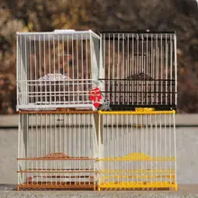 二代プラスチック鋼製鳥かご【広めの洗面器付き・正方形・水浴び用】
