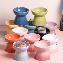 ペット用陶器ボウル【猫・犬用・食器・防倒れ機能・高脚・首保護デザイン】