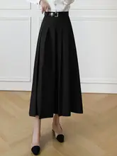 秋季通勤に最適な高腰百褶スカート【大裾・したシルエット・Aライン】