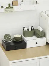 コーヒーメーカー用 高さ調整スタンド【積み重ね可能・1段ドロワー・ホワイトアイアン製収納ボックス】