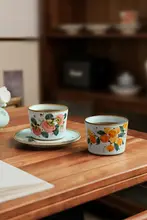 手作り陶器のコーヒーカップ【高級感あるラテアート・手描き・贈り物に最適】