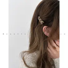 ダックビルクリップ 前髪留め アセテート 立体ハート フランスロゴ ゴールド 韓流 きれいめ おしゃれ