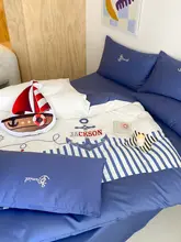 海軍風カートゥーン帆船デザインの全棉ベッドリネン【極上の柔らかさ・子供用】（セットアップ対応）