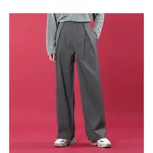 秋季用 カジュアルな無地デザイン メンズパンツ【ワイドレッグ・ストレートフィット】