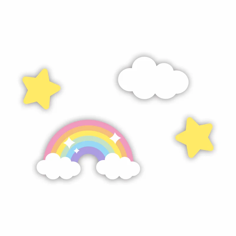 子供部屋用 壁面装飾ステッカー【雲と星のデザイン・可愛い・プリンセススタイル】