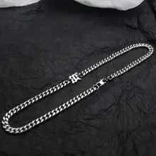 トレンド感あふれるティタニウム製キューバチェーンネックレス【メンズ・ヒップホップスタイル】