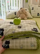 可愛い黒猫デザインの薄手夏用涼感ケット【シェルエッジ・洗濯機対応・四点セット（セットアップ対応）】