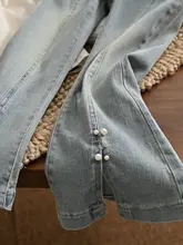 水洗いデニムパンツ【子供用・フレアデザイン・カジュアルスタイル・春秋用】（セットアップ対応）