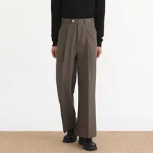 夏用薄手ワイドパンツ【ブラウン・ストレート・体型カバー・調節可能なウエスト】