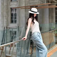 男女兼用 夏季用UVカットパナマ帽子【広ブリム・草編み・ビーチ用】