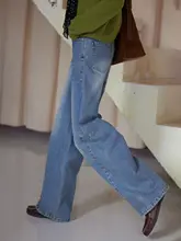 ヴィンテージ風 ハイウエストデニムパンツ【女性用・ゆったりフィット・ストレートレッグ・秋冬用】