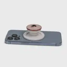 折りたたみ式レザー製スマートフォンスタンド【マグネット吸着・個性的デザイン・牛革】