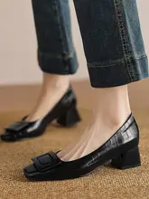 春秋用 フラットシューズ【浅口・真皮・ミドルヒール・ブルー】