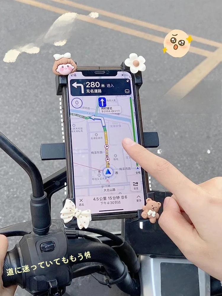 自転車・バイク用スマホホルダー：後方ミラー取付可の可愛いデザインモデル