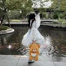 ブルーのロリータ風ジャンパースカートドレス【花嫁・誕生日・プリンセススタイル】