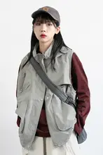 アウトドア用フード付き立体ポケットフィッシングベスト【ユニセックス・ゆったり・キャンプ・カジュアルウェア】