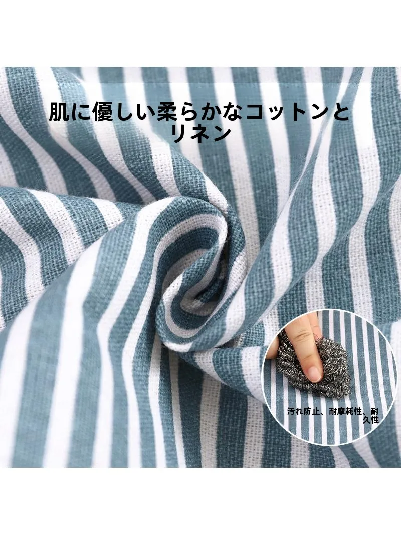 おしゃれなコットンリネン長袖エプロン：家庭用防汚と通気性のバランスを実証