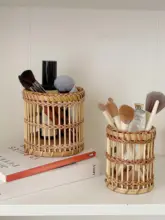 おしゃれなウィービング収納筒【化粧ブラシやスキンケア用品に最適】