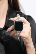 Apple Watch バンド レディース メタルチェーン ラインストーン バングル型 シンプル 上品 夏 「iserisewatch」