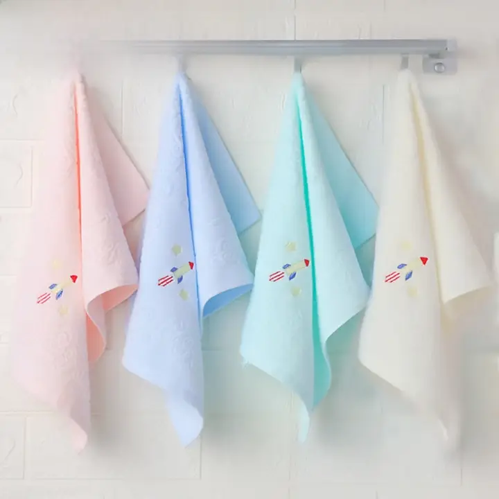 純綿製 キッズタオル 4枚セット【厚手・柔らかい・吸水性抜群・洗顔用・ベビー用】