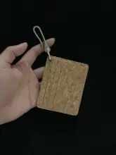 コルク調ビンテージデザインのカードポーチ付きキーホルダー【ウエストチャーム】