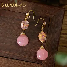 天然粉水晶のピアス【九尾狐デザイン・ピンク・誕生日プレゼントに最適】