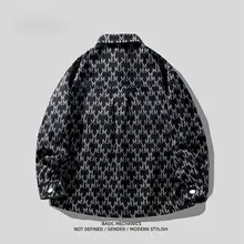 秋用 メンズデニムシャツ【全体柄・ゆったりシルエット・長袖】