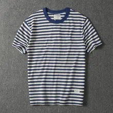 アメリカンレトロスタイル ストライプ半袖Tシャツ【メンズ・夏用・インスタ映え】