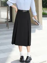 上品なTR素材のプリーツAラインスカート【デザイン性・ウエストゴム・ミドル丈】