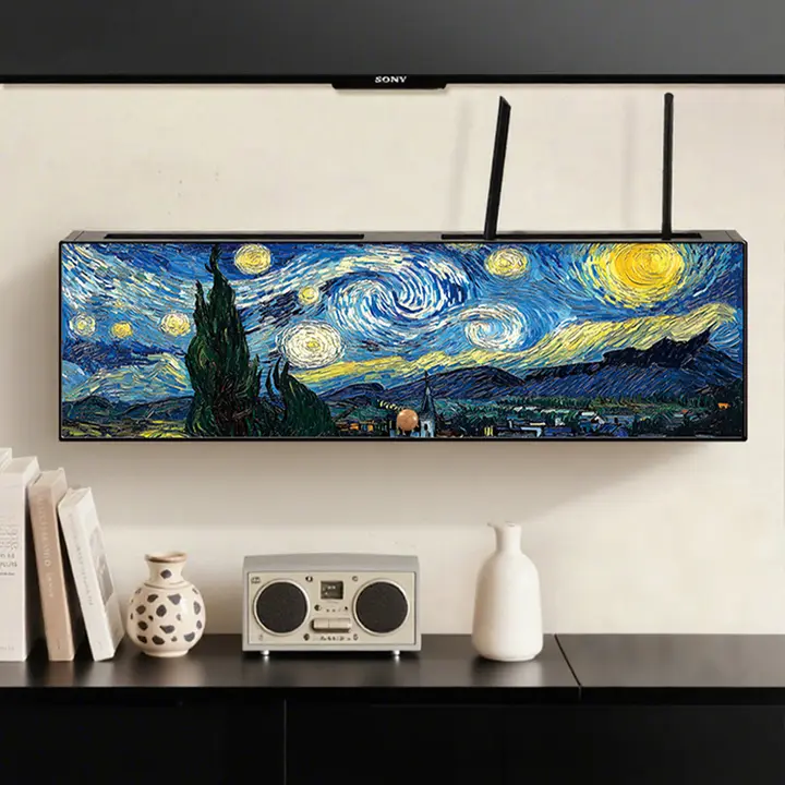 ルーター収納ボックス 壁掛け 穴あけ不要 ゴッホ 星空 配線整理 テレビ台 Wi-Fi 光モデム リビング インテリア
