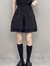 夏用 大きいサイズのハイウエストワイドレッグスカートパンツ【フィット・Aライン・五分丈】（セットアップ対応）