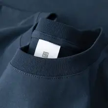 深藍色の極上の柔らかさのコットン短袖Tシャツ【無地・ゆったりサイズ・夏用】
