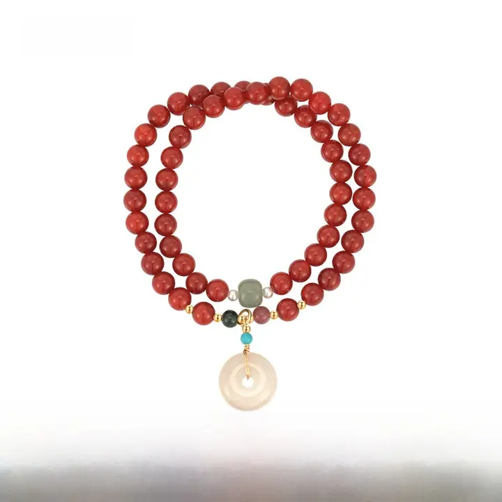 優雅なデザインのパールとマヌカのブレスレット【新中式・重ね着用】