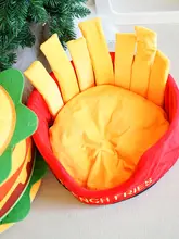 ハンバーガーとフライドポテトの面白いデザイン猫ハウス【極上の柔らかさ・クリスタルフリース】