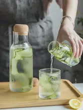 耐熱性コルク栓付き高硼酸ガラス製飲料ボトル【携帯用・果汁や水用】