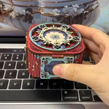 手作りDIYオルゴール付き木製指輪ボックス【誕生日ギフト・回転ネックレスボックス】