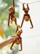 かわいらしいデザイン！長腕サルの木製置物【北欧風インテリア・ハンドメイド】