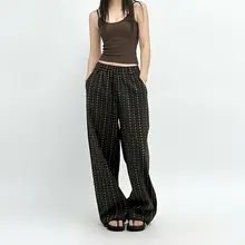民族風レトロ柄リラクシングパンツ【格子デザイン・春秋用】