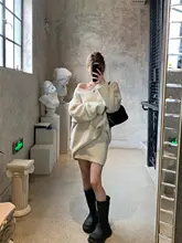 GV レディース Vネック毛糸セーター＆スカートセット【ふわふわ・フィット】