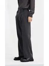 深灰色の高級感あるスーツパンツ【秋冬用・免縫製・通勤・カジュアル】