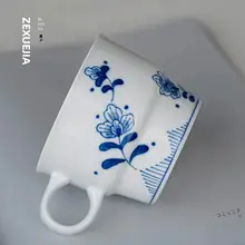 マグカップ   コーヒーカップ セラミック チャイナテイスト 手描き 染付 上品 家庭用