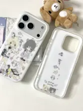 可愛い猫犬デザインのソフトケース【昭和風・コミックスタイル・iPhone用】