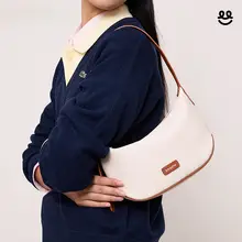 春夏用の帆布製月牙デザインバッグ【トート＆ショルダー兼用・通勤用】