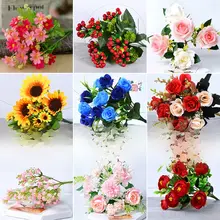 リアルな造花のバラ単束【インテリア装飾・リビングやレストラン用・プラスチック製】