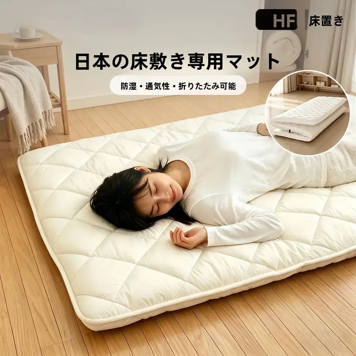 日式タタミマット【折りたたみ式・防湿・厚手・収納可能】