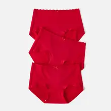 女性用赤色綿素材抗菌中腰パンティ【ヒップアップ・快適な履き心地】