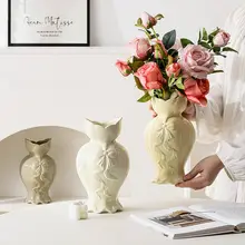 フレンチリボンデザインの陶器花瓶【シンプル・レトロ・インテリア装飾用】